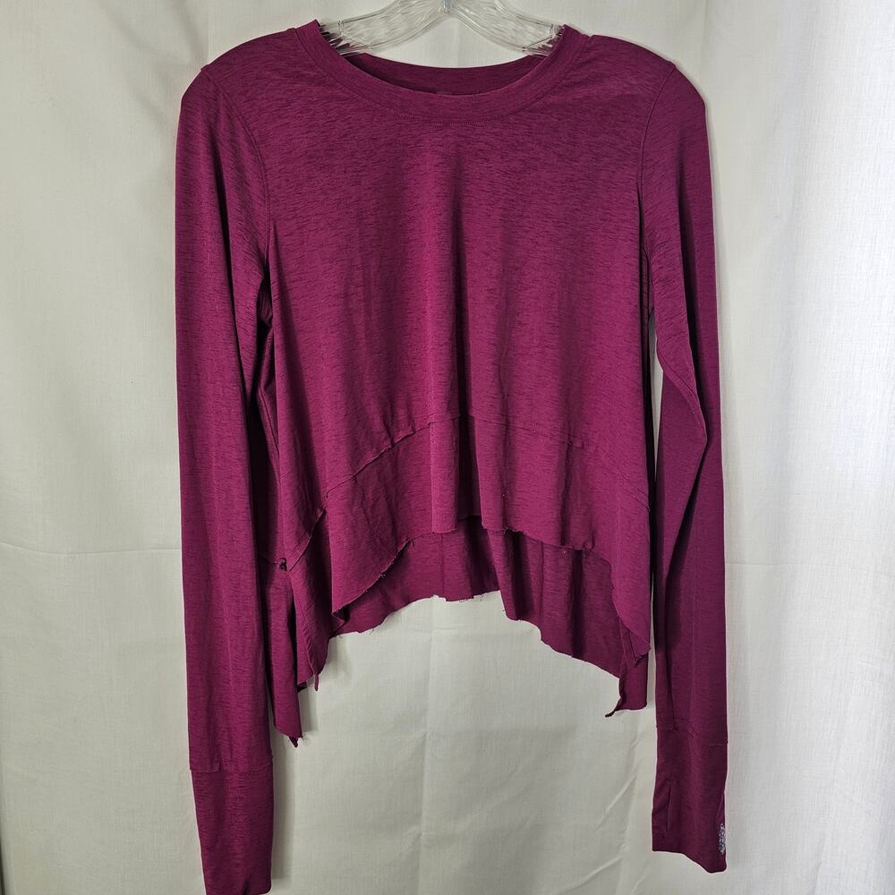Free People Tempo Long Sleeve Top Deep Mulberry Purple size S Festival Summer - Picture 2 of 11